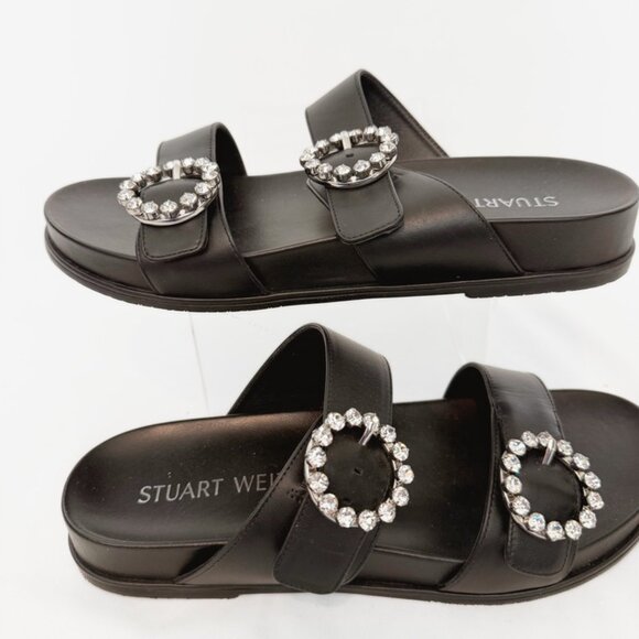 Stewart Weitzman BlingRing Crystal Buckle Slide sz 9 NEW - Picture 3 of 12